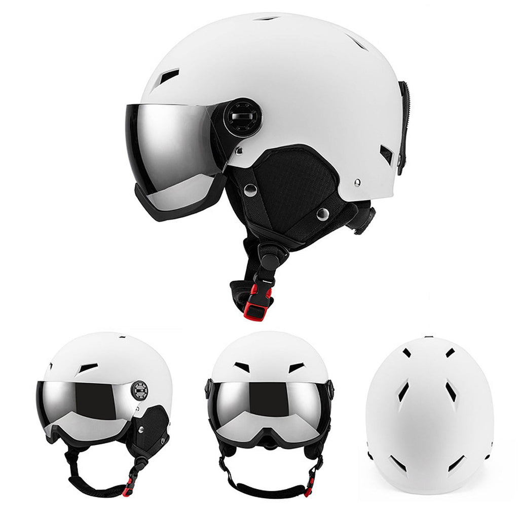figatia Snowboard Helmet Ski Helmet with Goggles Headgear with Ski Goggles Ear Cover Warm Shockproof Windproof Snow Helmet Ski Helmet L Dark Grey