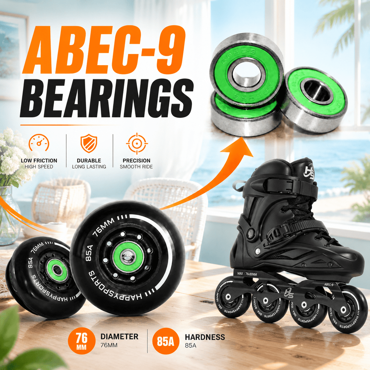 Unisex Inline Skates, Men3.5-4/Women4.5-5, Performance Fitness Roller Skates