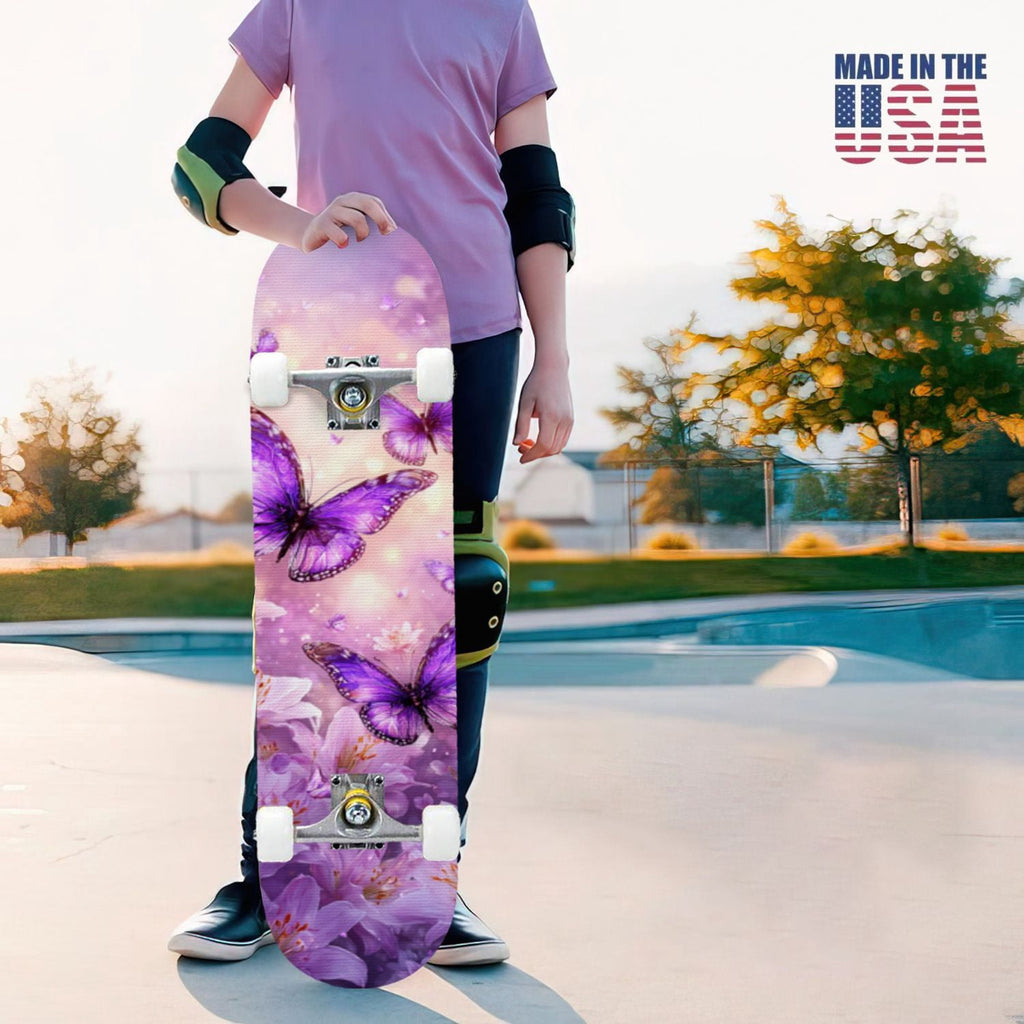 31"x8" Complete Skateboards for Beginners, Blue Deep Sea Sailing Ship Octopus Lighthouse Clouds Ocean Double Kick 7 Ply Canadian Maple Deck Skateboard with Wheels, Gifts for Kids Teens