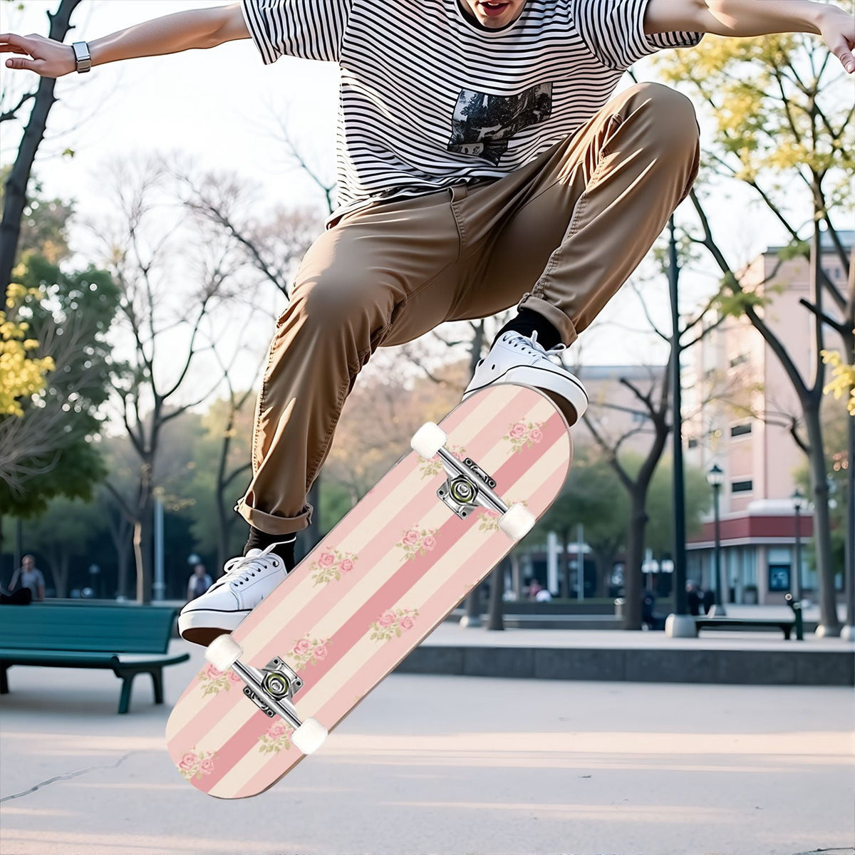 31"x8" Complete Skateboards for Beginners,Barn Windmill Artwork Rustic Barn Wood Farm Windmill Double Kick 7 Ply Canadian Maple Deck Skateboard with Wheels, Gifts for Kids Teens