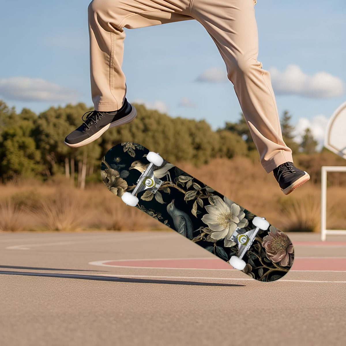 Buffalo Tan Grass Illustrations 31" x 8" Complete Skateboard, 7-Ply Canadian Maple Double Kick Trick Board for Kids and Beginners Adult Gifts