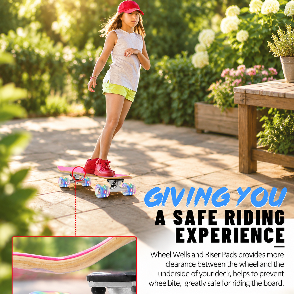 Rainbow 27 x 8 Inch Complete Cruiser Skateboard for Teens Adults Beginners