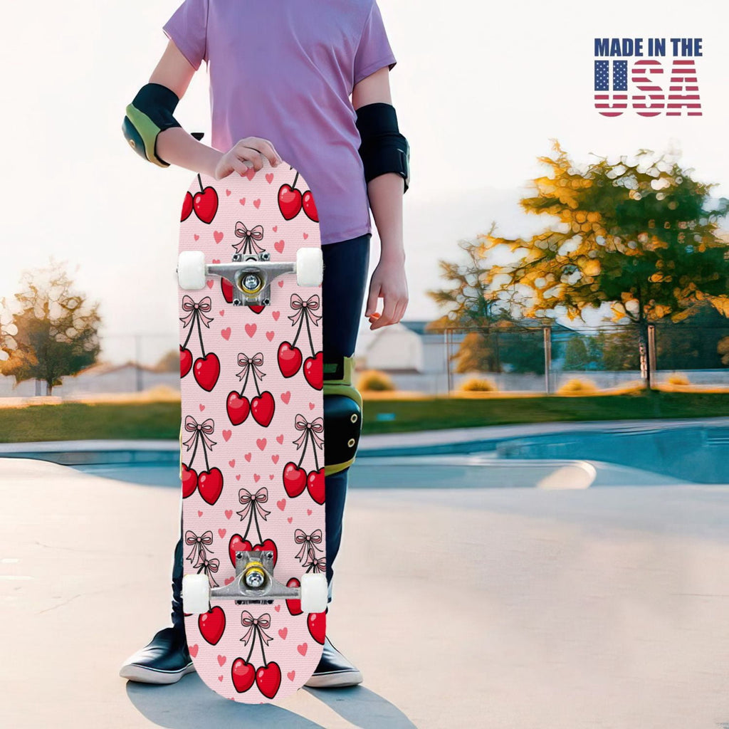 31"x8" Complete Skateboards for Beginners, Abstract Black Hexagon Honeycomb Glowing Blue Neon Geometric Double Kick 7 Ply Canadian Maple Deck Skateboard with Wheels, Gifts for Kids Teens