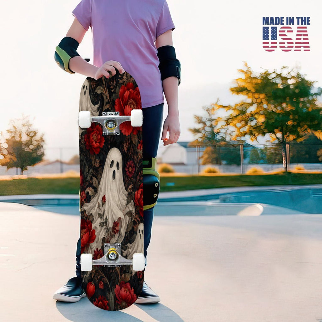 31"x8" Complete Skateboards for Beginners,Vintage Botanical Moth Autumn Leaves Mushrooms Double Kick 7 Ply Canadian Maple Deck Skateboard with Wheels, Gifts for Kids Teens