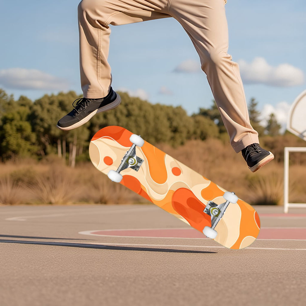 Botanical Floral Peonies Hummingbirds 31" x 8" Complete Skateboard, 7-Ply Canadian Maple Double Kick Trick Board for Kids and Beginners Adult Gifts