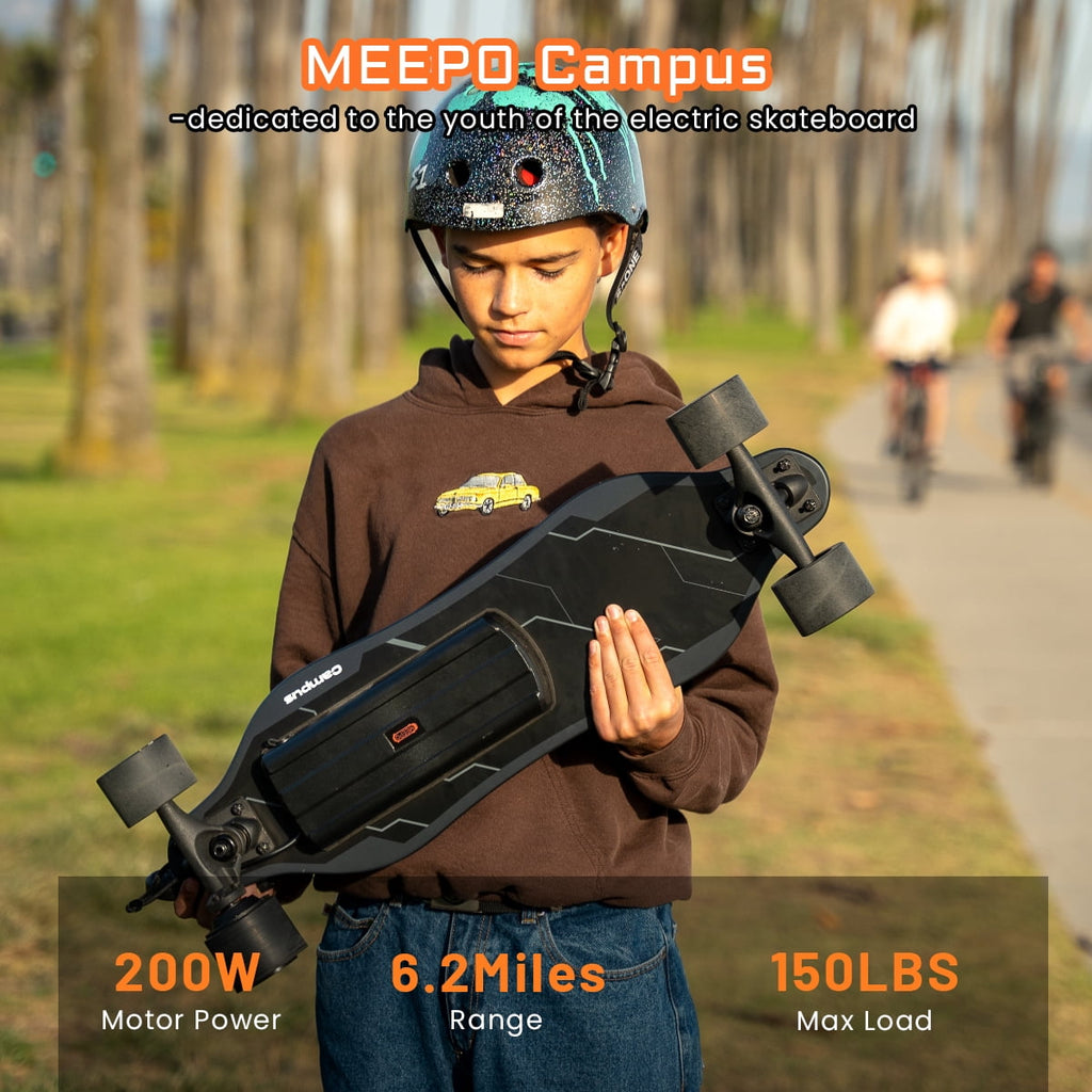 MEEPO Campus B1 Electric Skateboard with Remote, Top Speed Up to 15 Mph, 4 Speed Smooth Braking, Easy Carry Handle Design, Suitable for Adults & Teens