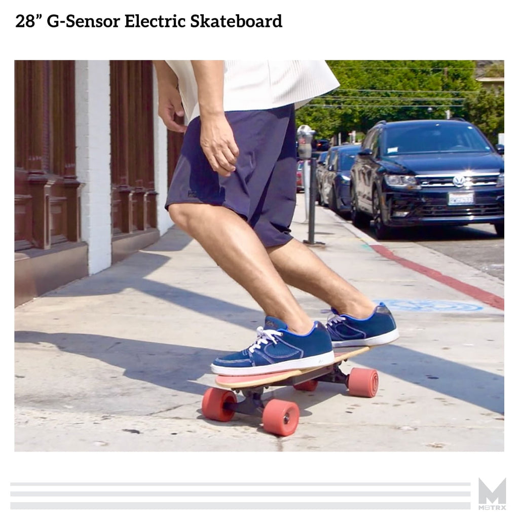 M8TRX EB100 Electric Skateboard, Gravity Sensor Riding, 300 Watt, 28" Deck, 10 MPH, Red