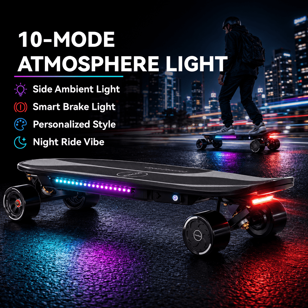 Maxfind Cyber Mini Electric Skateboard with Remote, 32.8", Dual Hub Motors, 24 mph, 15 Miles, App Control