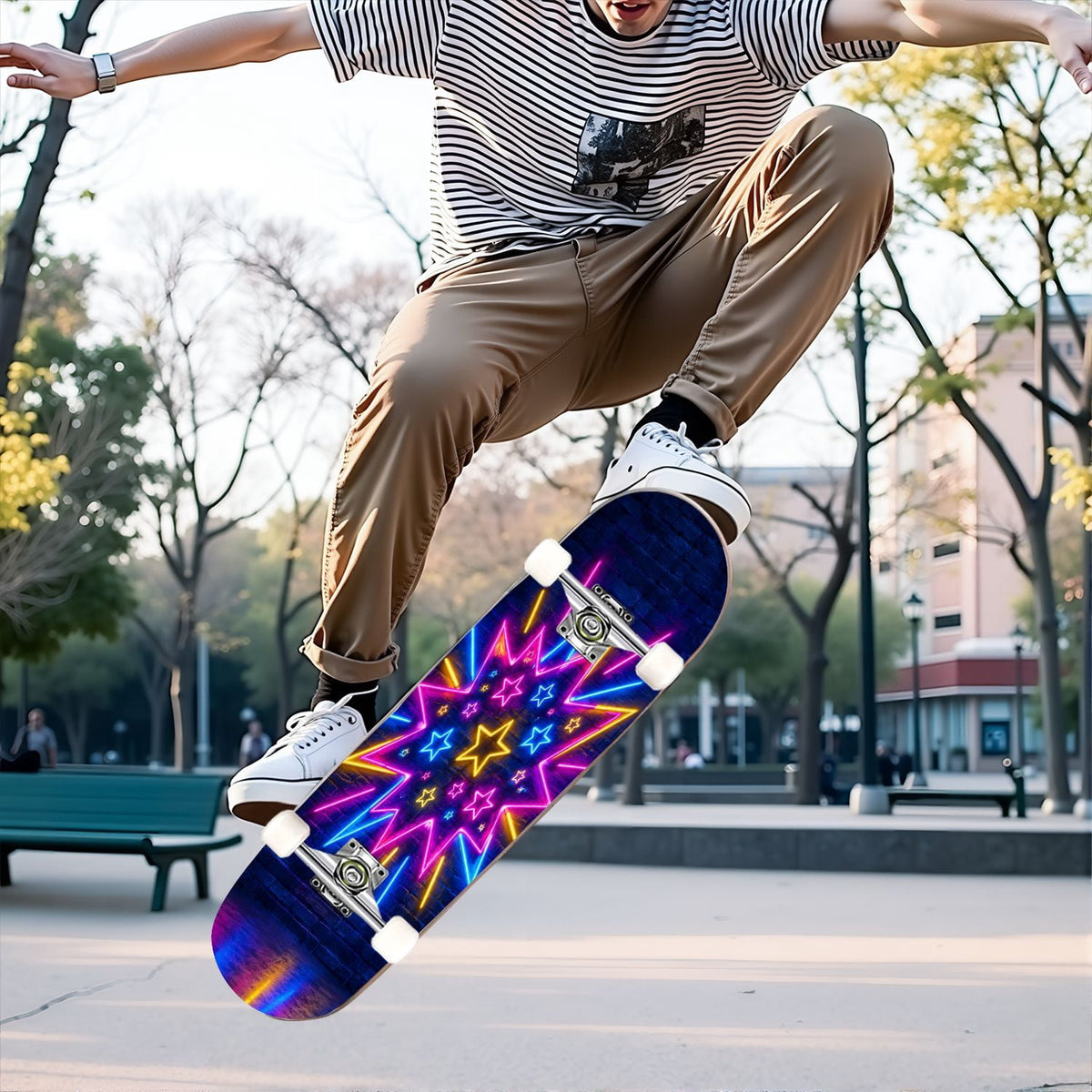 Complete Skateboard Vibrant Comic Eye 31 Inch 7-Ply Maple Skateboard with PU Wheels and Aluminum Trucks, Ready-to-Ride Skateboard for Beginners, Teens and Adults