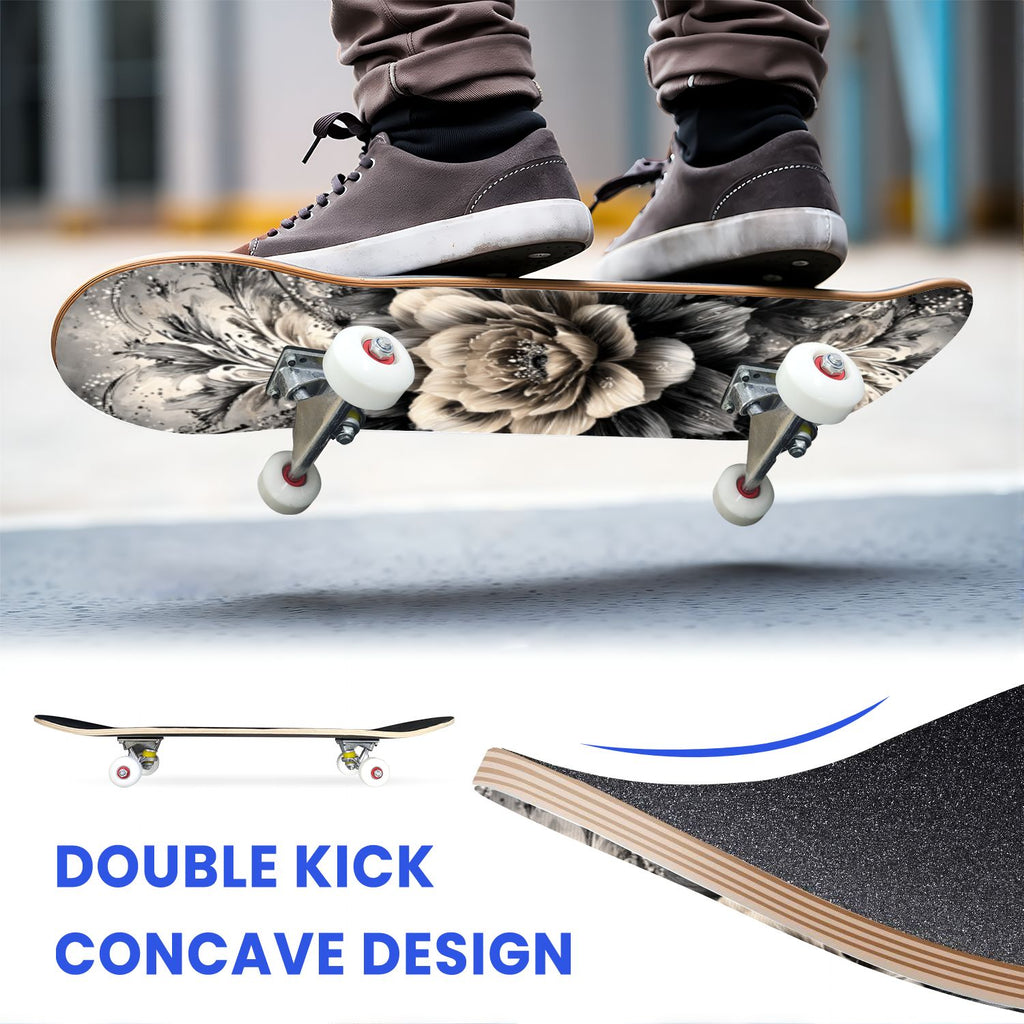 31"x8" Complete Skateboards for Beginners, Birch Trees Abstract Forest Branches Landscape Colorful Double Kick 7 Ply Canadian Maple Deck Skateboard with Wheels, Gifts for Kids Teens