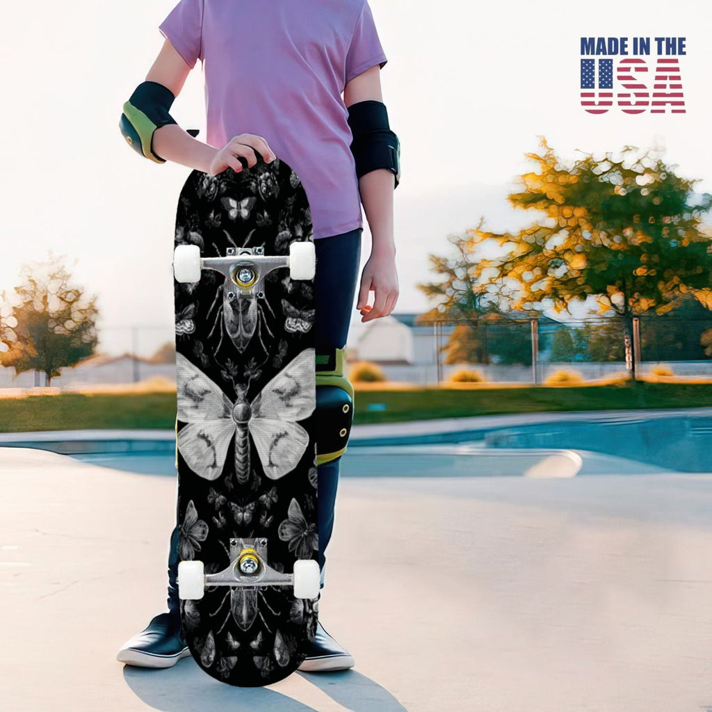 31"x8" Complete Skateboards for Beginners, Ethereal Night Garden Roses Starry Sky Dark Academia Double Kick 7 Ply Canadian Maple Deck Skateboard with Wheels, Gifts for Kids Teens