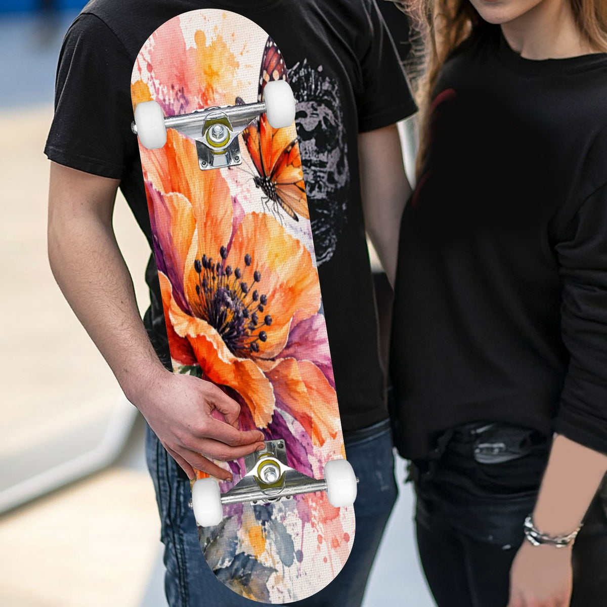 Complete Skateboard Vibrant Brush Stroke Art 31 Inch 7-Ply Maple Skateboard with PU Wheels and Aluminum Trucks, Ready-to-Ride Skateboard for Beginners, Teens and Adults