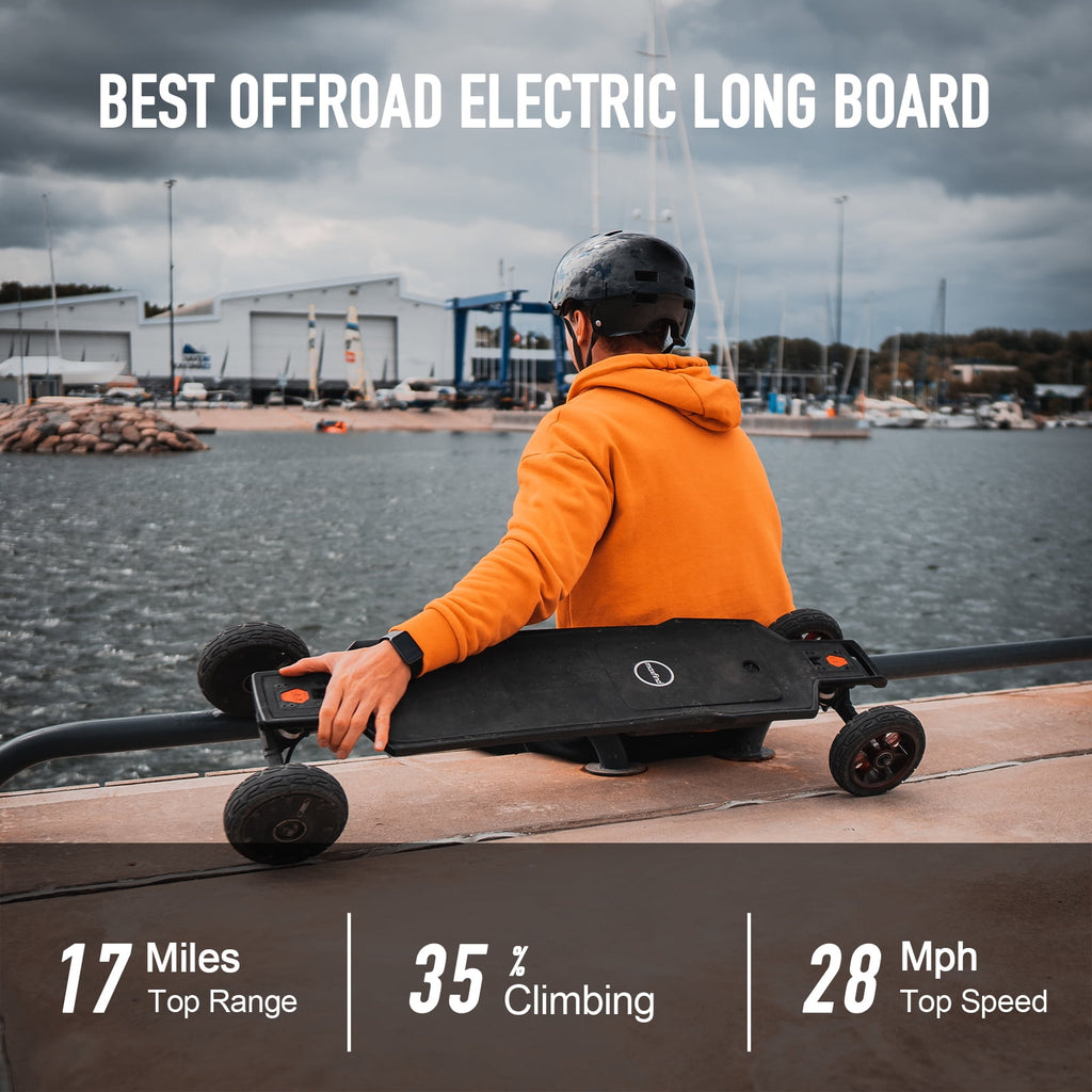 MAXFIND FF Belt Electric Skateboard for Adults, 25 Mile Electric Longboard with Remote, Fast Swap Battery, Black