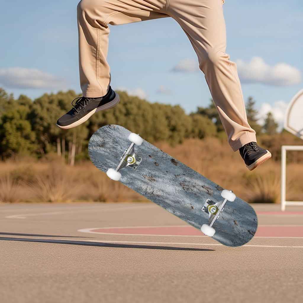 Modern Botanical Watercolor Pink Gold Mint Navy Leaves 31" x 8" Complete Skateboard, 7-Ply Canadian Maple Double Kick Trick Board for Kids and Beginners Adult Gifts