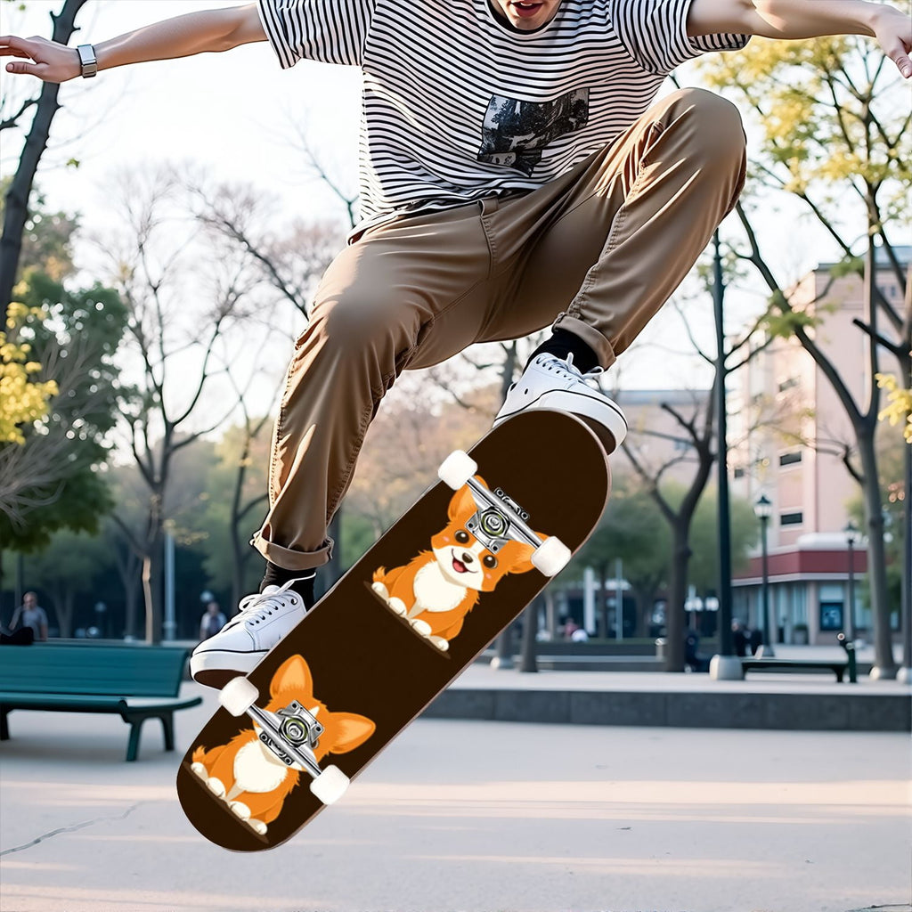 31"x8" poisous plants Mushroom Complete Skateboard for Beginners hand colored vintage retro 7 Layer Maple Deck Double Kick Kids Skateboard with 85A PU Wheels Gifts for Kids Teens