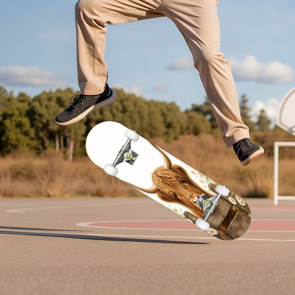 Forest Tree Wood Green Pine Trees Autumn Leaves Fog Misty 31" x 8" Complete Skateboard, 7-Ply Canadian Maple Double Kick Trick Board for Kids and Beginners Adult Gifts