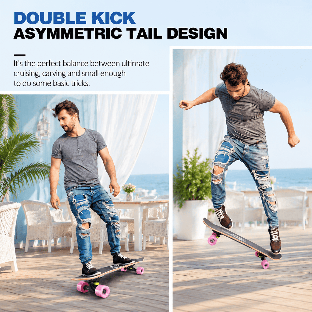 Rainbow 27 x 8 Inch Complete Cruiser Skateboard for Teens Adults Beginners