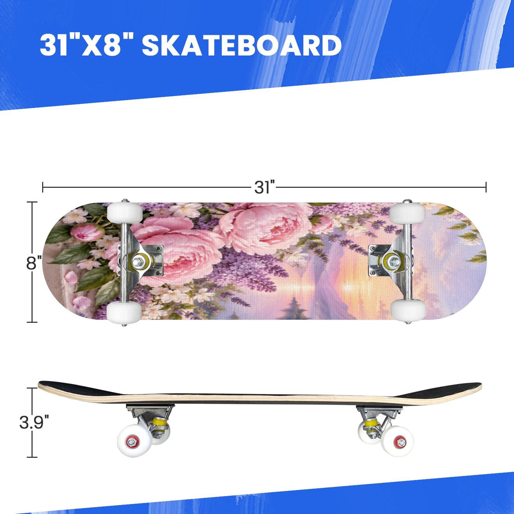 Complete Skateboard Vibrant Swirling Abstract 31 Inch 7-Ply Maple Skateboard with PU Wheels and Aluminum Trucks, Ready-to-Ride Skateboard for Beginners, Teens and Adults