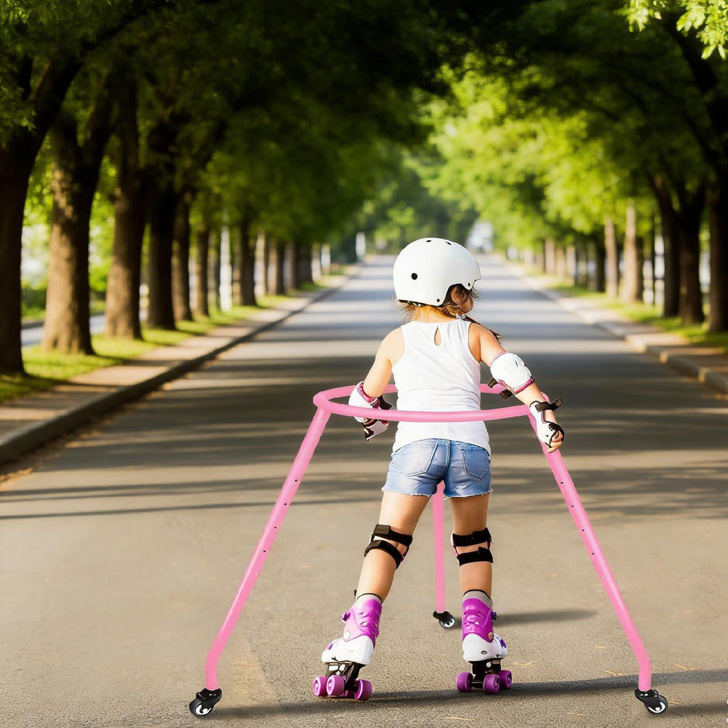 harayaa Adjustable Roller Skate Support for Children with A High-quality Steel Frame for Pink S