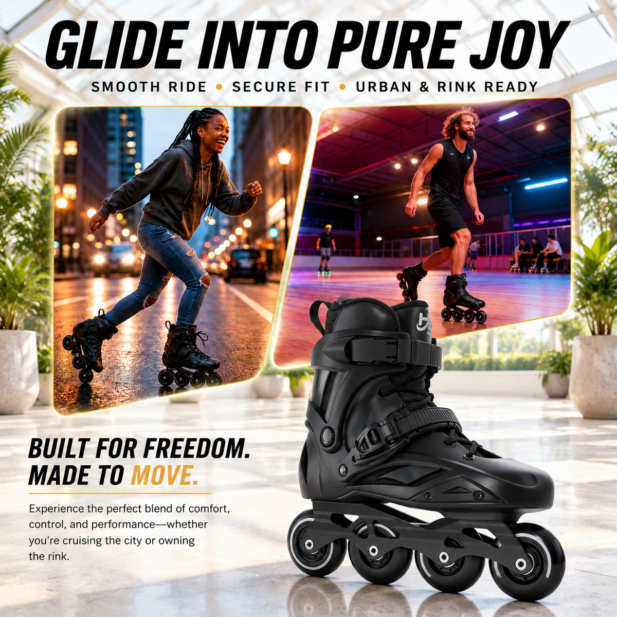 Unisex Inline Skates, Men3.5-4/Women4.5-5, Performance Fitness Roller Skates