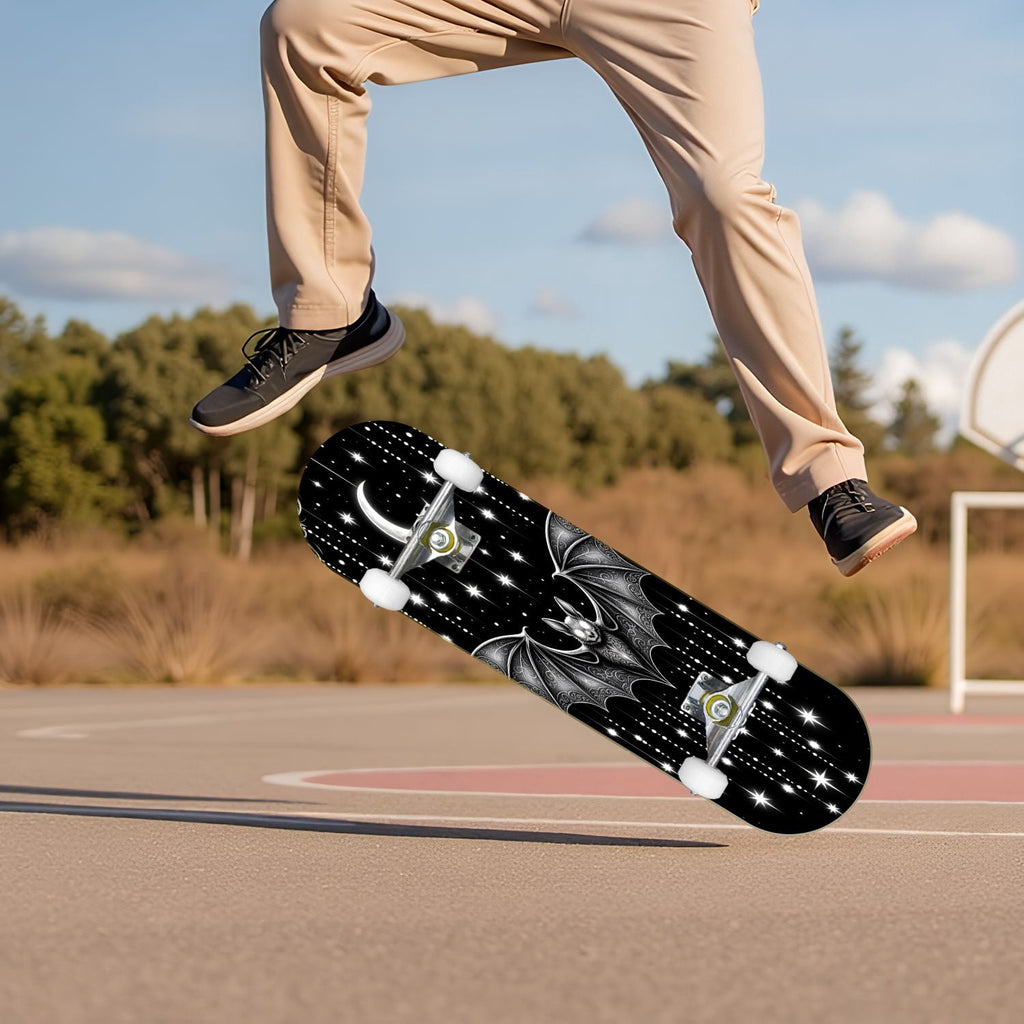 Red Mystic Circle Eyes Occult Symbols Dark Abstract Art 31" x 8" Complete Skateboard, 7-Ply Canadian Maple Double Kick Trick Board for Kids and Beginners Adult Gifts