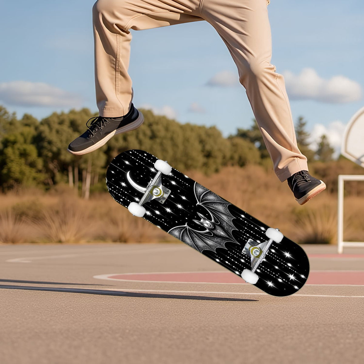Red Mystic Circle Eyes Occult Symbols Dark Abstract Art 31" x 8" Complete Skateboard, 7-Ply Canadian Maple Double Kick Trick Board for Kids and Beginners Adult Gifts
