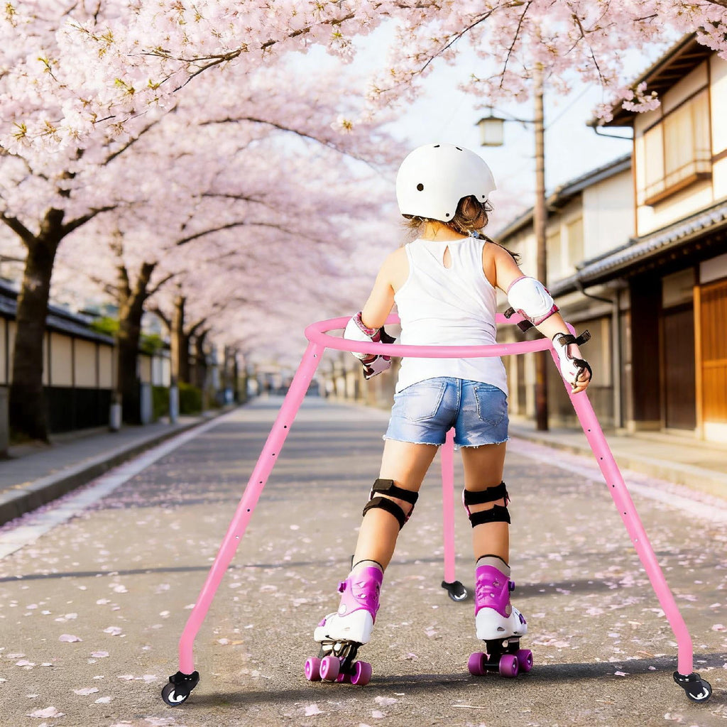 Aymzbd Adjustable Roller Skate Support for Children with A High-quality Steel Frame for Pink S