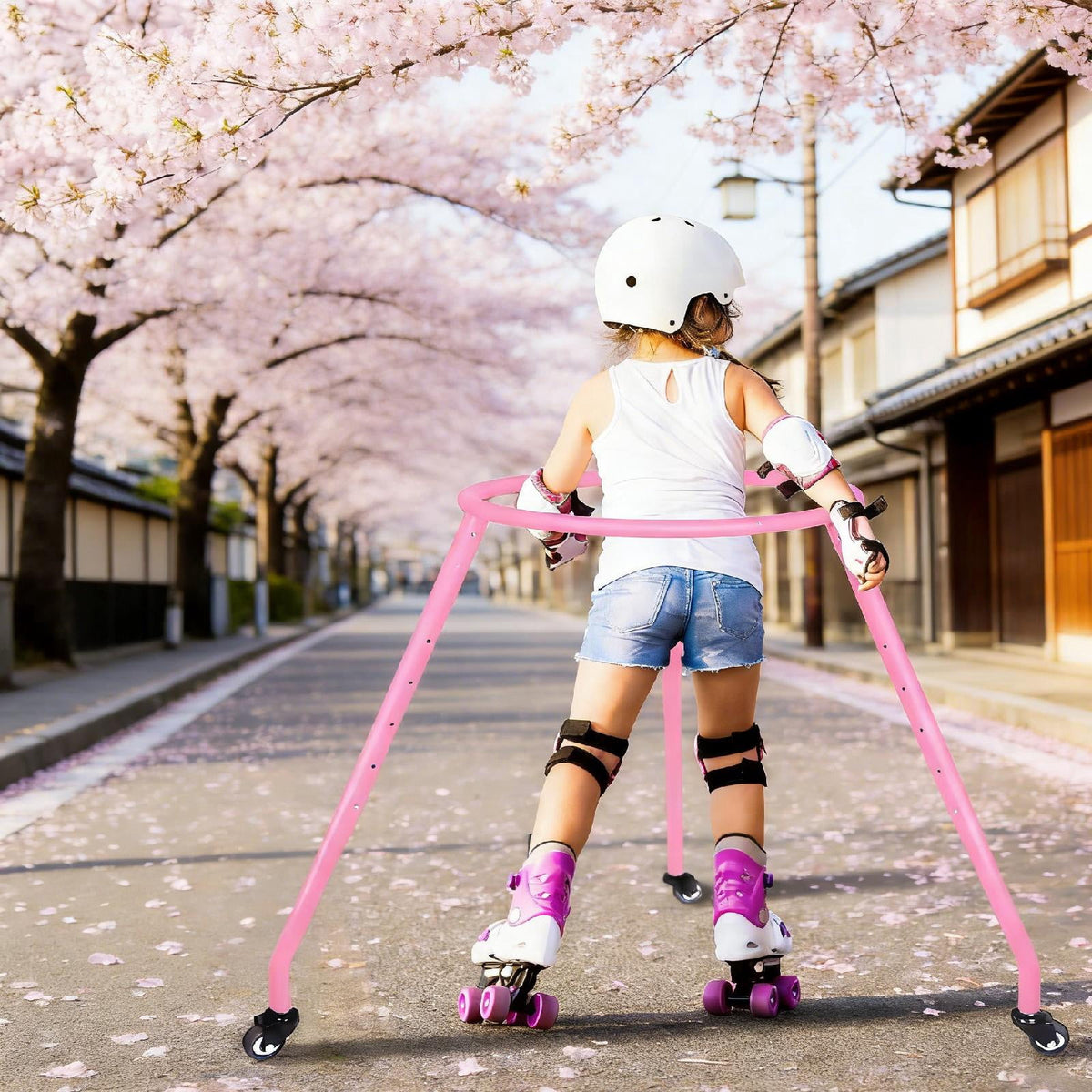 Aymzbd Adjustable Roller Skate Support for Children with A High-quality Steel Frame for Pink M