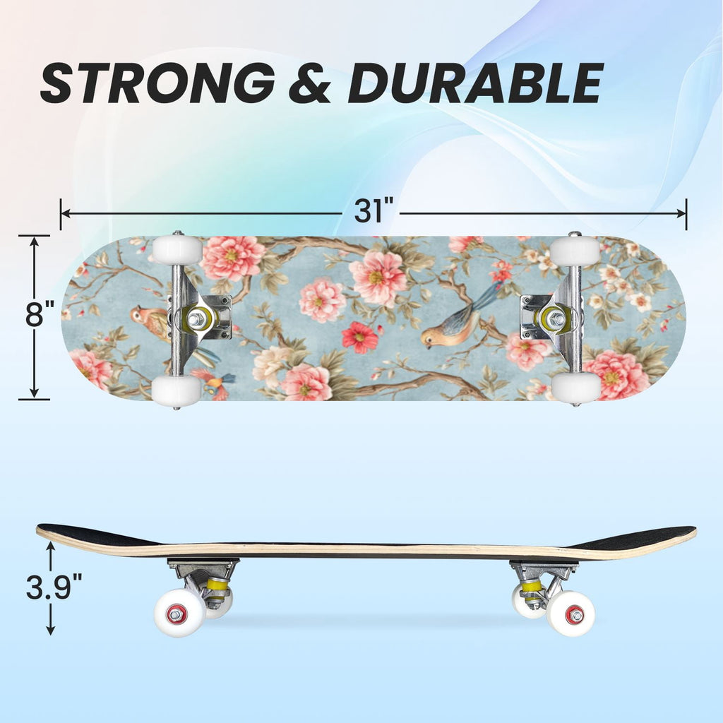31"x8" Complete Skateboards for Beginners,Barn Windmill Artwork Rustic Barn Wood Farm Windmill Double Kick 7 Ply Canadian Maple Deck Skateboard with Wheels, Gifts for Kids Teens