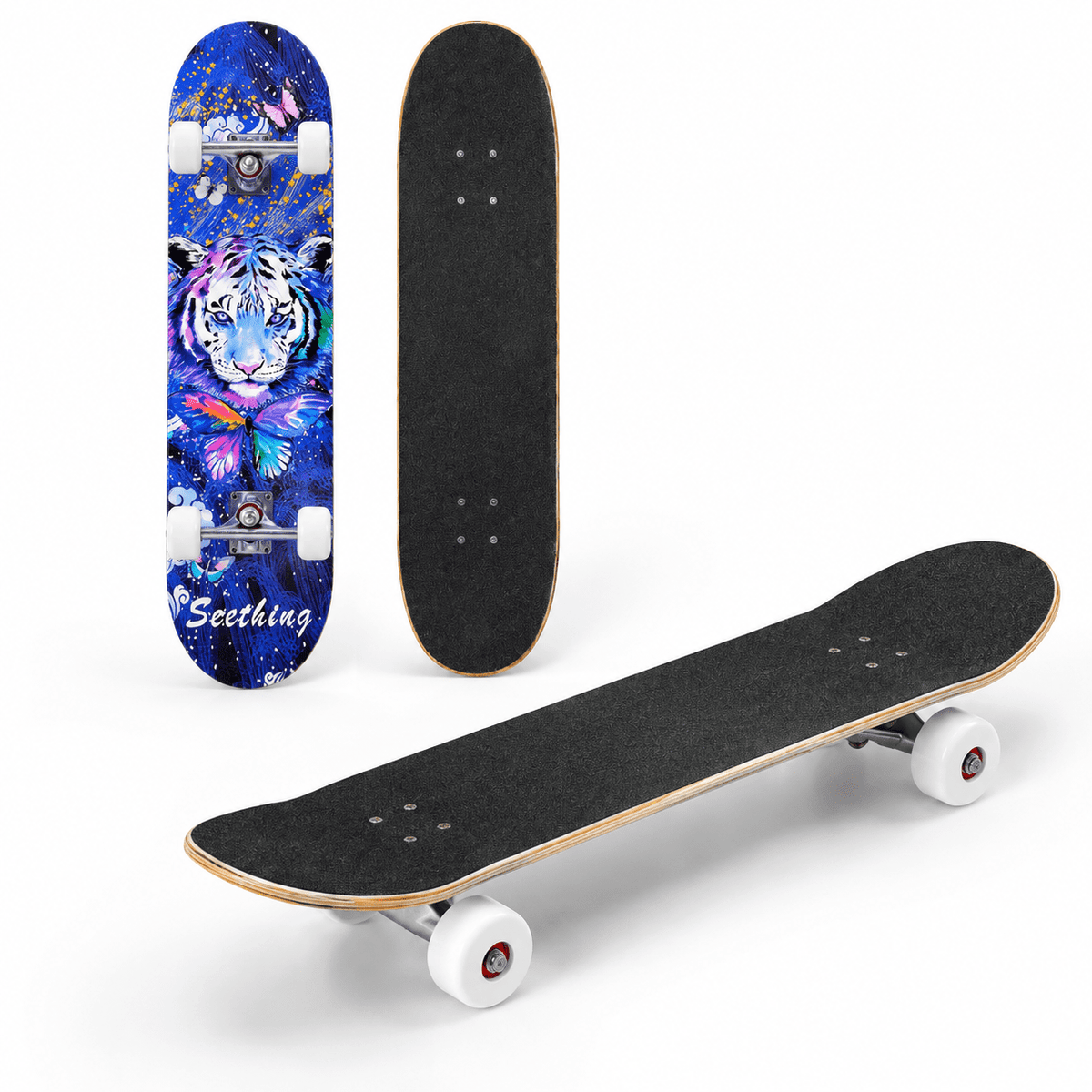 31-inch Complete Skateboard with 8-ply Maple Deck and ABEC-11 Bearings