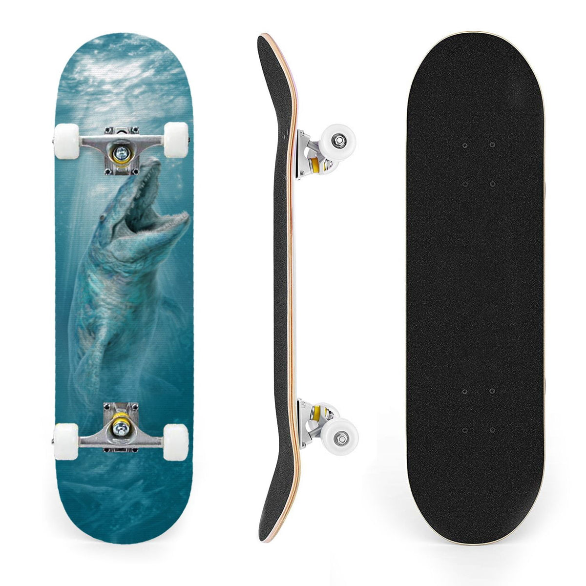 31"x8" poisous plants Mushroom Complete Skateboard for Beginners hand colored vintage retro 7 Layer Maple Deck Double Kick Kids Skateboard with 85A PU Wheels Gifts for Kids Teens