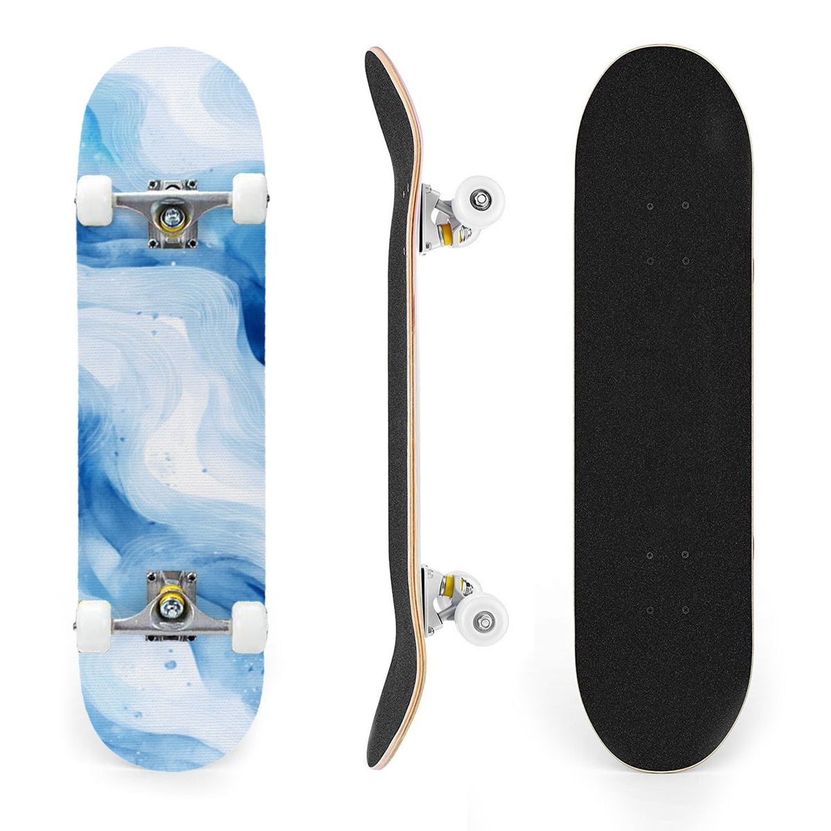 31"x8" Complete Skateboards for Beginners,Farmhouse Floral Daisy Flower Rustic Wood Board Double Kick 7 Ply Canadian Maple Deck Skateboard with Wheels, Gifts for Kids Teens