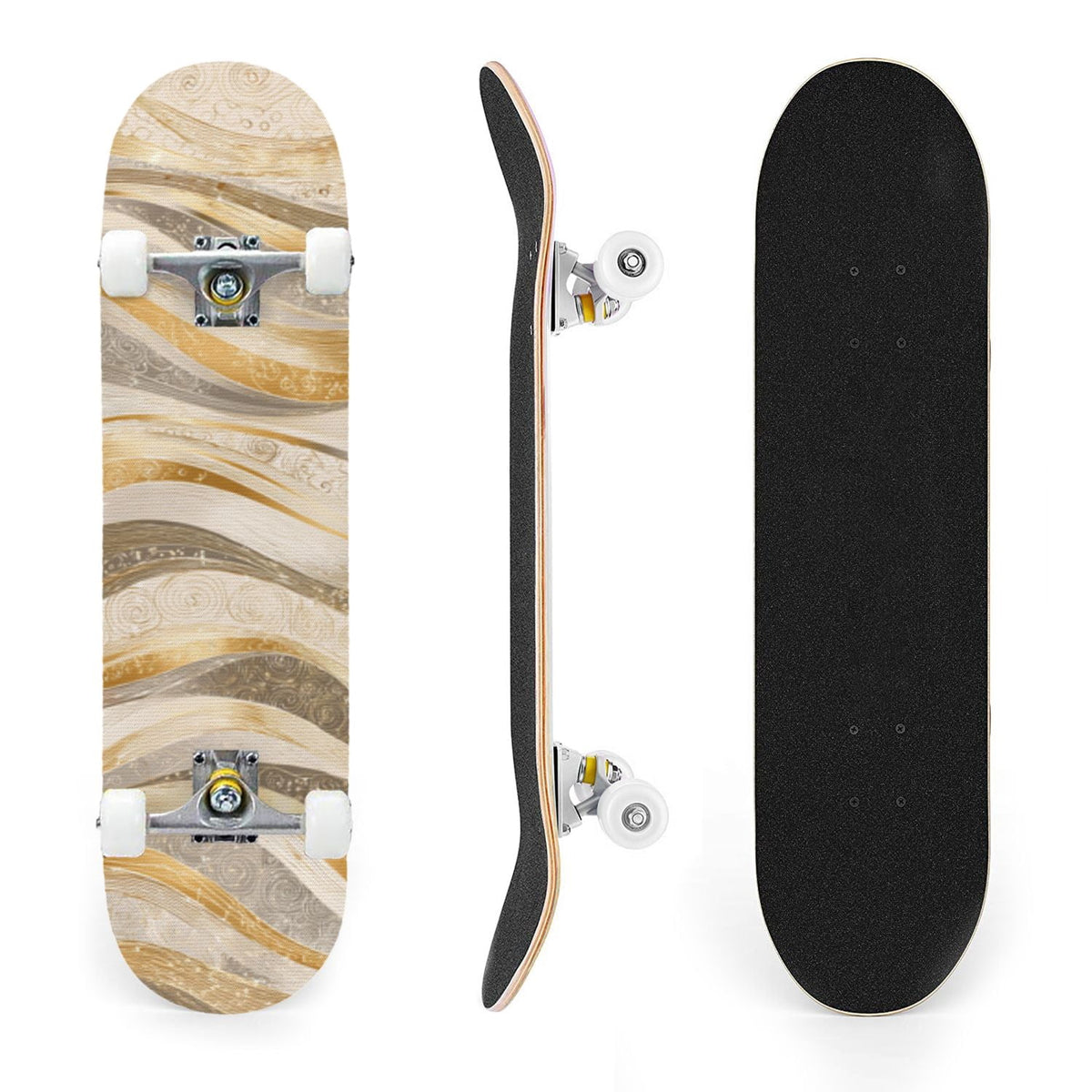 31"x8" Complete Skateboards for Beginners,Farmhouse Floral Daisy Flower Rustic Wood Board Double Kick 7 Ply Canadian Maple Deck Skateboard with Wheels, Gifts for Kids Teens