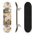 31"x8" Complete Skateboards for Beginners,Barn Windmill Artwork Rustic Barn Wood Farm Windmill Double Kick 7 Ply Canadian Maple Deck Skateboard with Wheels, Gifts for Kids Teens