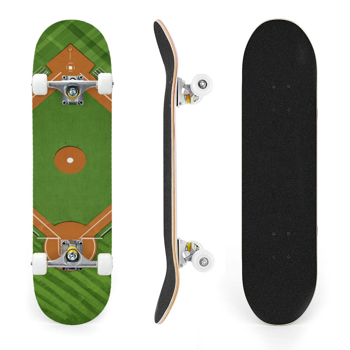 31"x8" Complete Skateboards for Beginners,Close up Baseball Red Stitches Leather Double Kick 7 Ply Canadian Maple Deck Skateboard with Wheels, Sports Gifts for Kids Teens