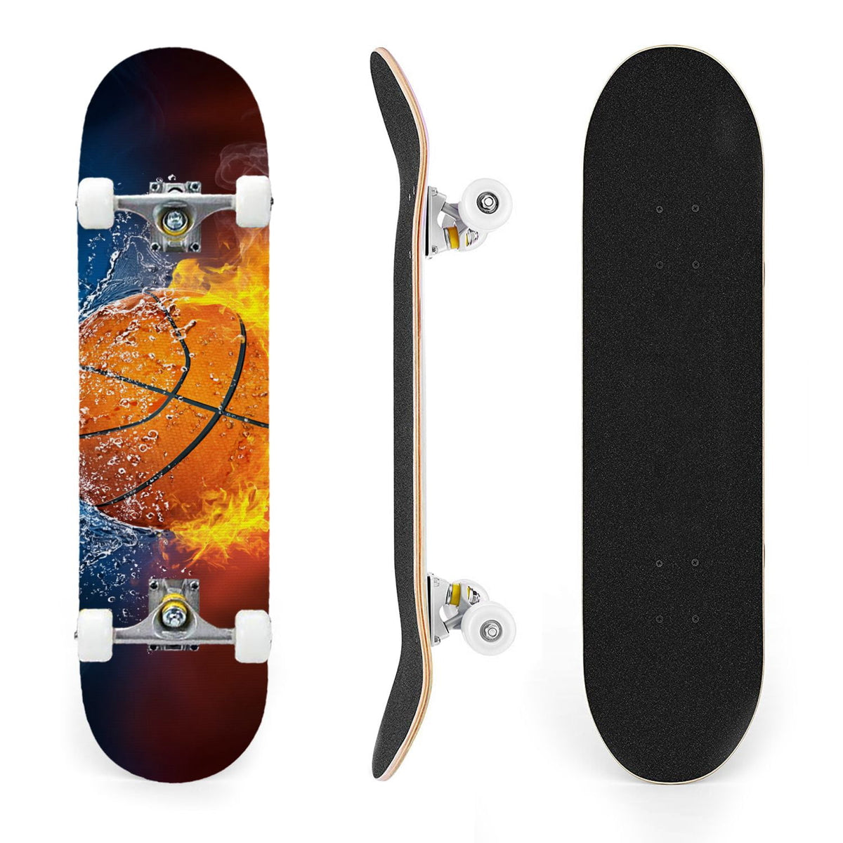 31"x8" Complete Skateboards for Beginners,baseball stadium giant baseballs sunset sky Double Kick 7 Ply Canadian Maple Deck Skateboard with Wheels, Gifts for Kids Teens