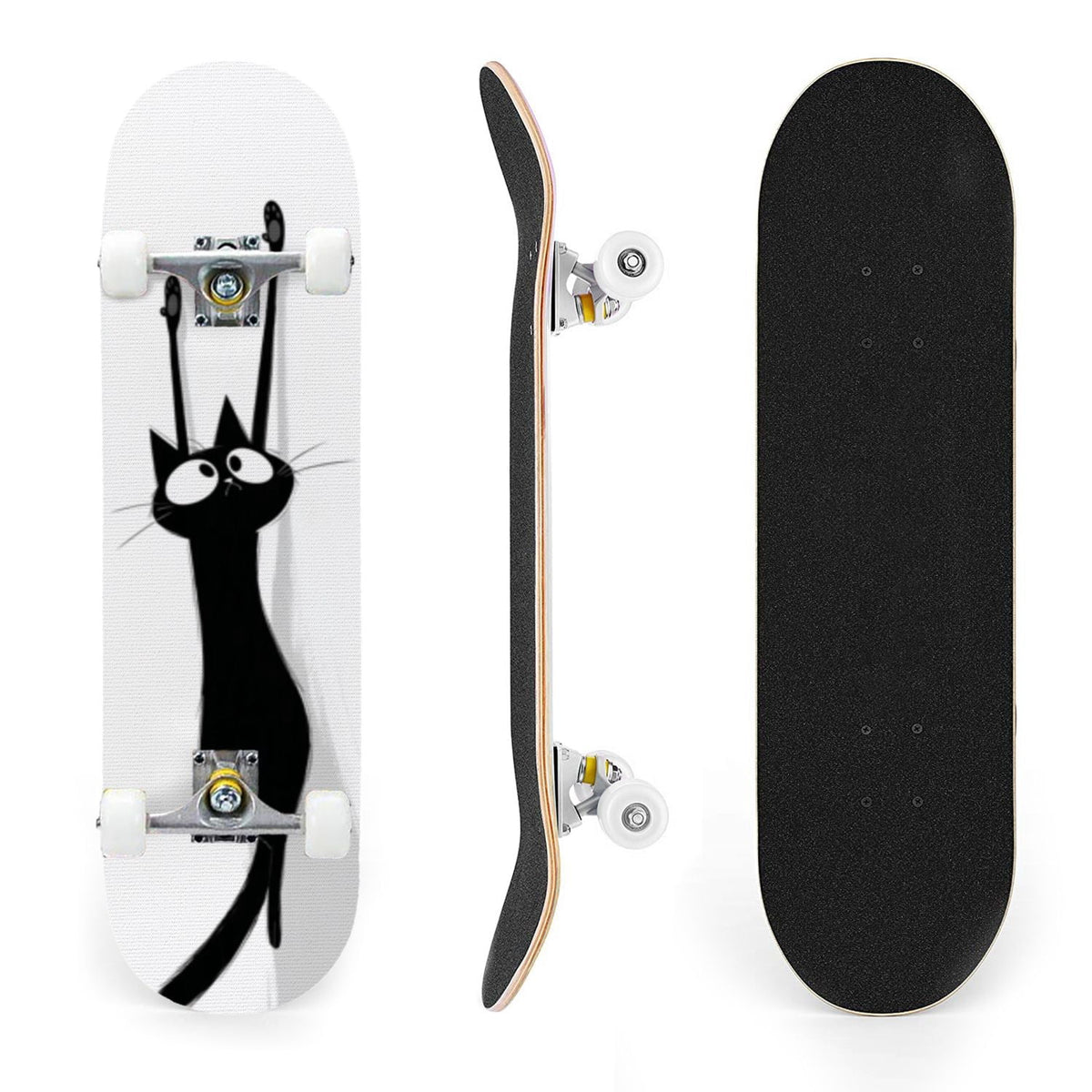 31"x8" poisous plants Mushroom Complete Skateboard for Beginners hand colored vintage retro 7 Layer Maple Deck Double Kick Kids Skateboard with 85A PU Wheels Gifts for Kids Teens