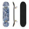 31"x8" Complete Skateboards for Beginners,Blue Flowers Crystals Seamless Watercolor Double Kick 7 Ply Canadian Maple Deck Skateboard with Wheels, Gifts for Kids Teens