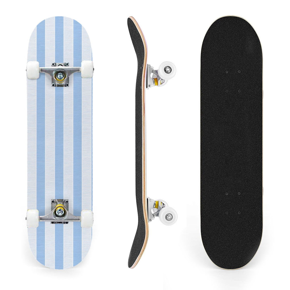 31"x8" Complete Skateboards for Beginners,Watercolor Watermelon Slices Pink Striped Double Kick 7 Ply Canadian Maple Deck Skateboard with Wheels, Gifts for Kids Teens