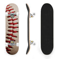 31"x8" Complete Skateboards for Beginners,Close up Baseball Red Stitches Leather Double Kick 7 Ply Canadian Maple Deck Skateboard with Wheels, Sports Gifts for Kids Teens