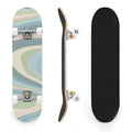 31"x8" Complete Skateboards for Beginners, Abstract Pastel Swirl Soft Earthy Tones Double Kick 7 Ply Canadian Maple Deck Skateboard with Wheels, Gifts for Kids Teens