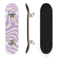 31"x8" Complete Skateboards for Beginners, Abstract Wavy Purple Beige Zebra Design Double Kick 7 Ply Canadian Maple Deck Skateboard with Wheels, Gifts for Kids Teens