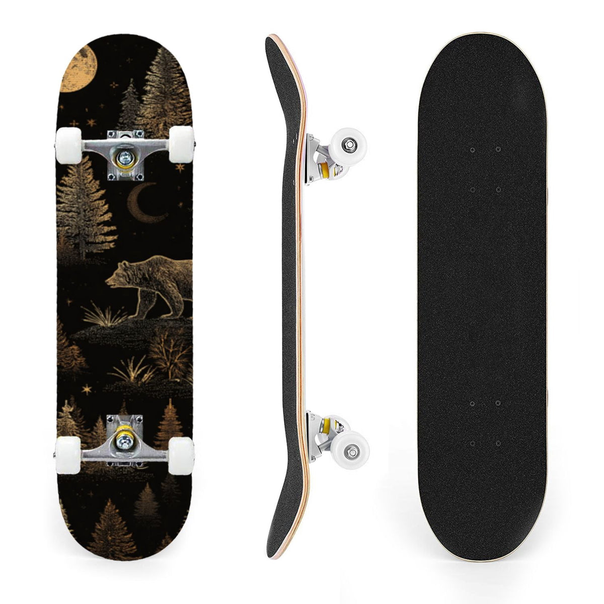 31"x8" Complete Skateboards for Beginners, Whimsical Butterfly Garden Watercolor Art Print Double Kick 7 Ply Canadian Maple Deck Skateboard with Wheels, Gifts for Kids Teens