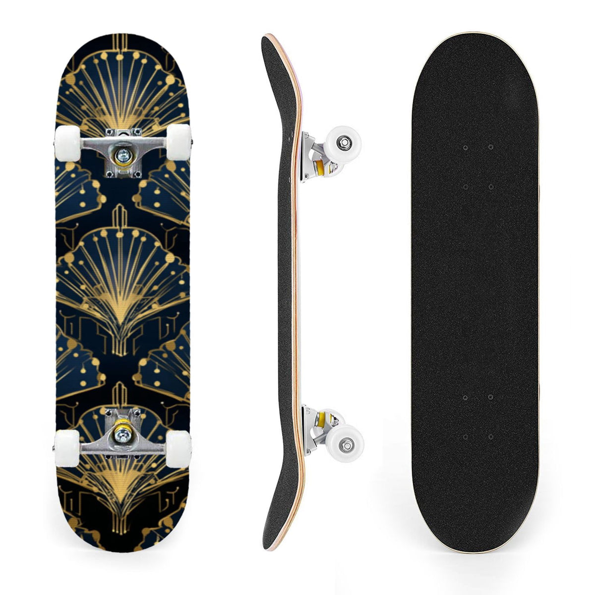 31"x8" Complete Skateboards for Beginners, Vintage Forest Woodland Large Trees Leaves River Cottage Double Kick 7 Ply Canadian Maple Deck Skateboard with Wheels, Gifts for Kids Teens