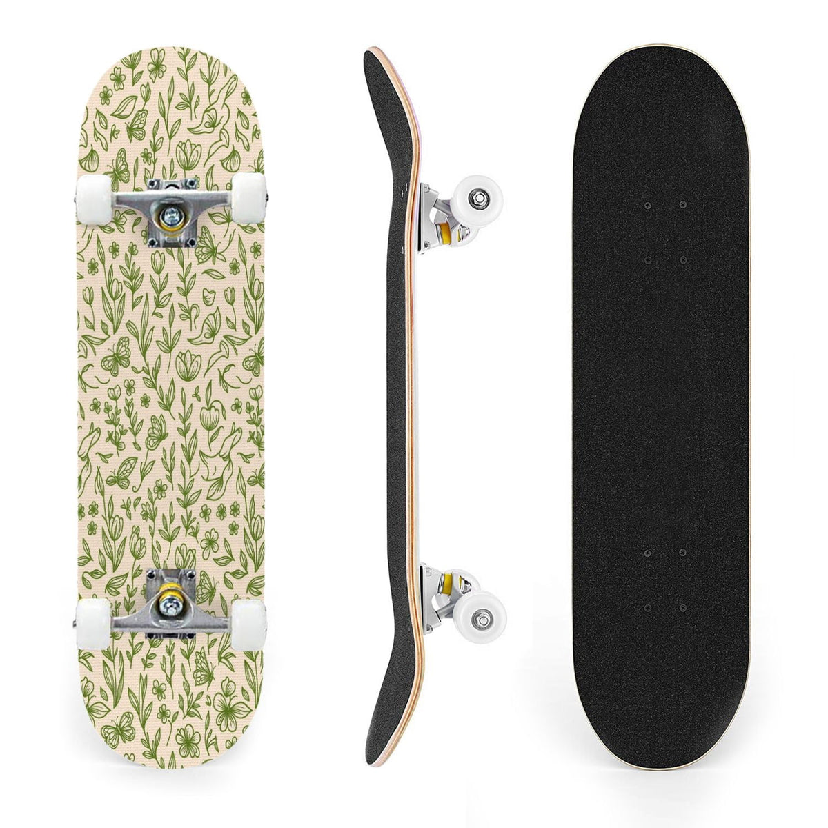 31"x8" Complete Skateboards for Beginners, Abstract Black Hexagon Honeycomb Glowing Blue Neon Geometric Double Kick 7 Ply Canadian Maple Deck Skateboard with Wheels, Gifts for Kids Teens