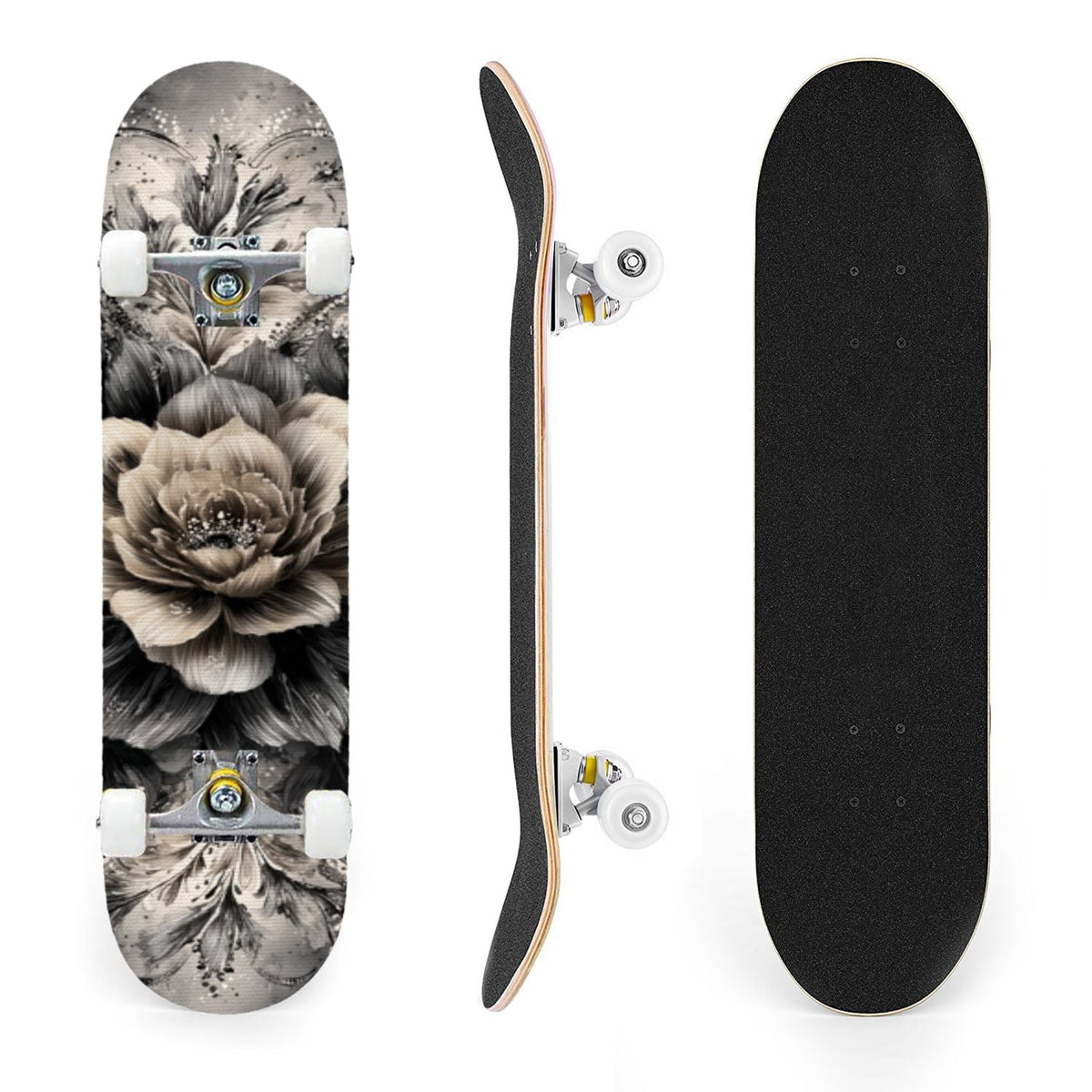 31"x8" Complete Skateboards for Beginners, Birch Trees Abstract Forest Branches Landscape Colorful Double Kick 7 Ply Canadian Maple Deck Skateboard with Wheels, Gifts for Kids Teens