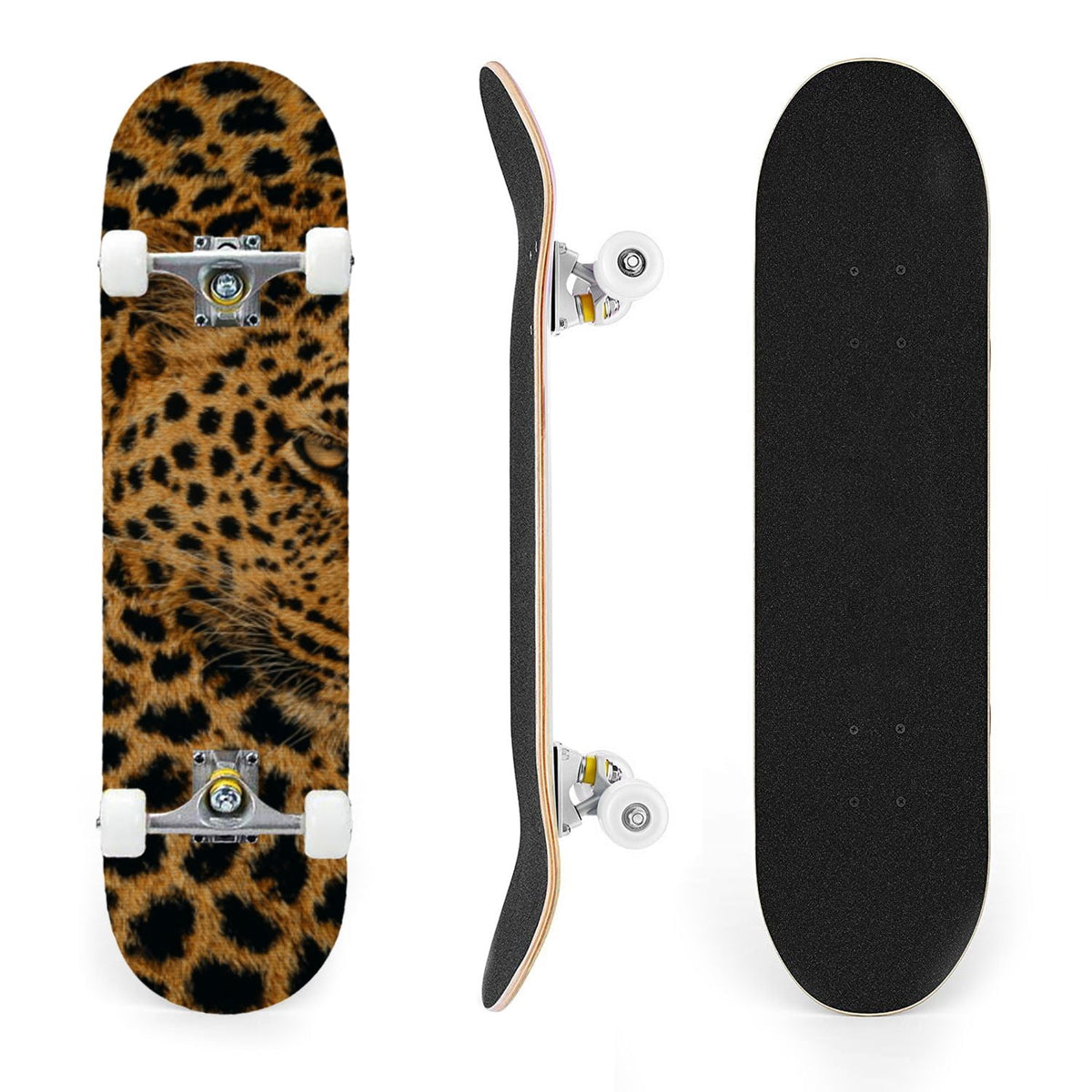 31"x8" Complete Skateboards for Beginners, Red White Vertical Striped Retro Circus Double Kick 7 Ply Canadian Maple Deck Skateboard with Wheels, Gifts for Kids Teens