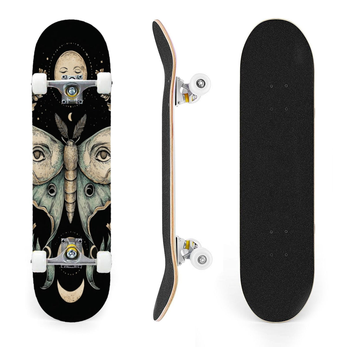 31"x8" Complete Skateboards for Beginners, Skeleton Tree Figure Antler Branches Dark Academia Flowers Double Kick 7 Ply Canadian Maple Deck Skateboard with Wheels, Gifts for Kids Teens