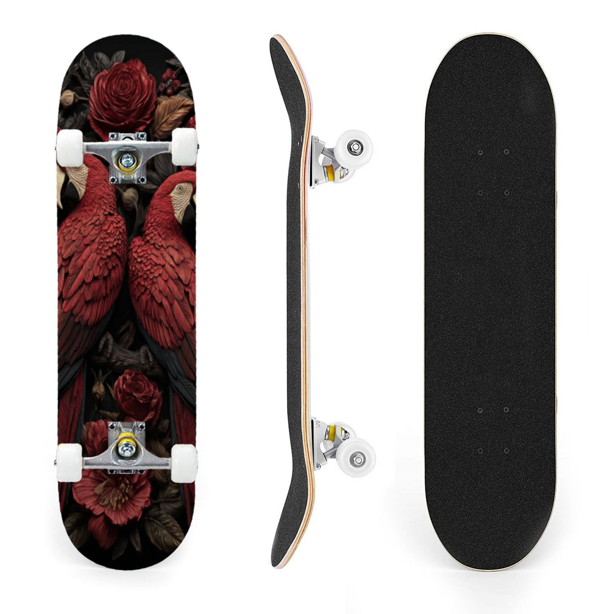 31"x8" Complete Skateboards for Beginners, Ethereal Night Garden Roses Starry Sky Dark Academia Double Kick 7 Ply Canadian Maple Deck Skateboard with Wheels, Gifts for Kids Teens
