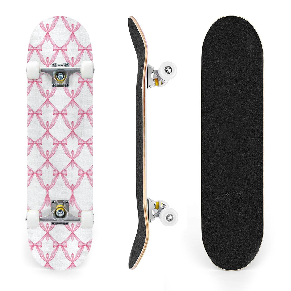 31"x8" Complete Skateboards for Beginners, Abstract Black Hexagon Honeycomb Glowing Blue Neon Geometric Double Kick 7 Ply Canadian Maple Deck Skateboard with Wheels, Gifts for Kids Teens